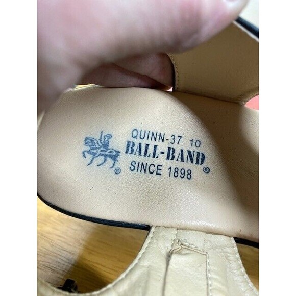 Ball-Band Quinn-37 Women Sz 10 Black Leather Wedge Sandals Vacation Beach Travel - Picture 6 of 12